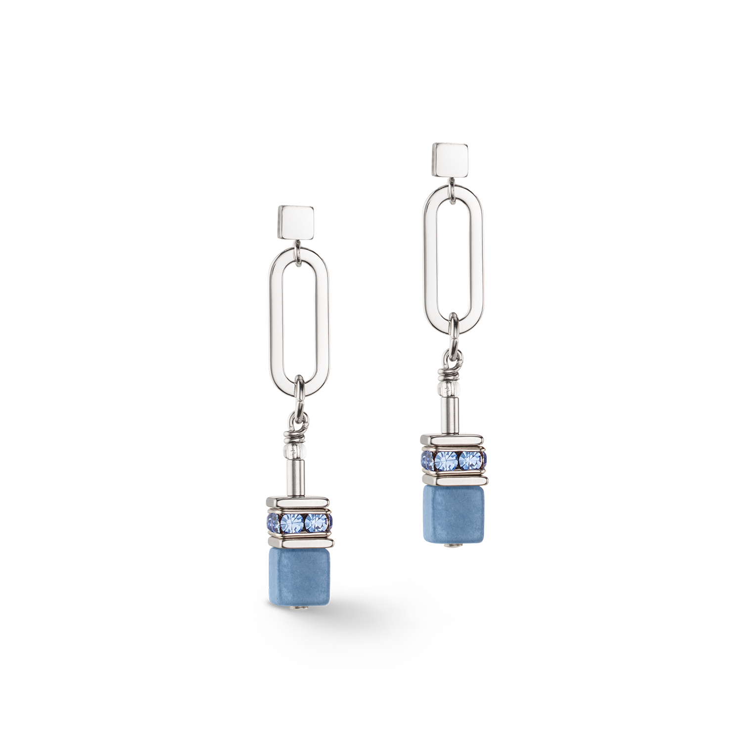 GeoCUBE® Fusion Chain earrings silver blue