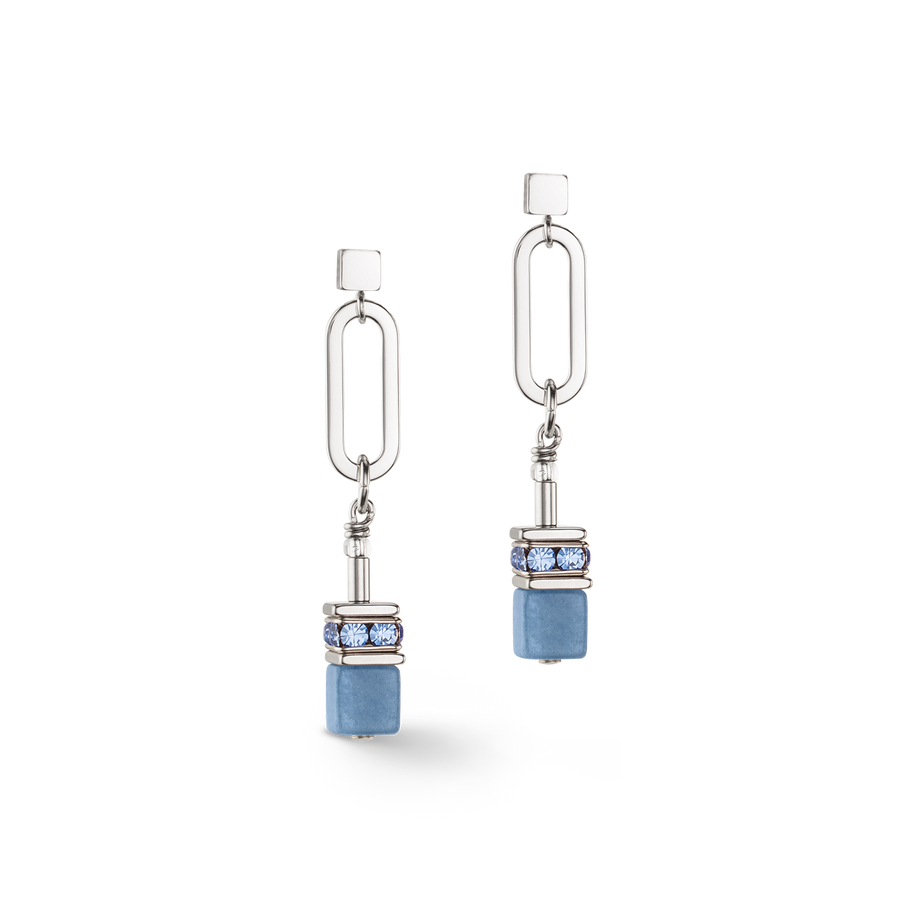 GeoCUBE® Fusion Chain earrings silver blue