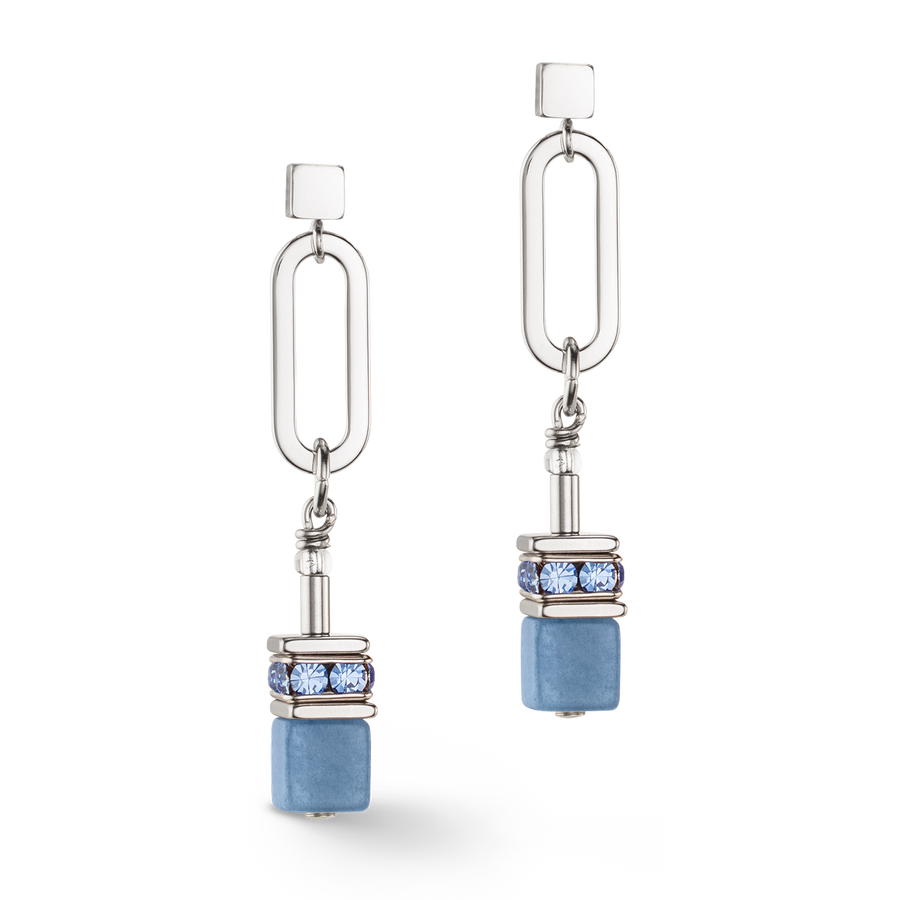 GeoCUBE® Fusion Chain earrings silver blue