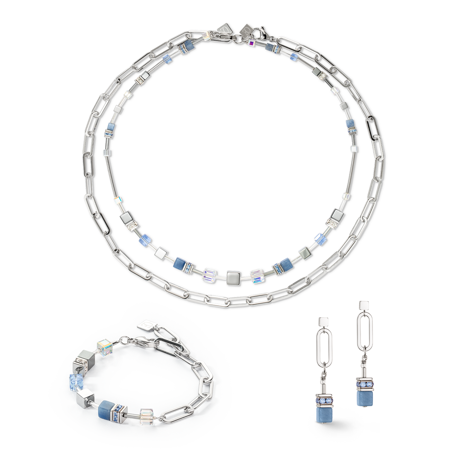 GeoCUBE® Fusion Chain bracelet silver blue