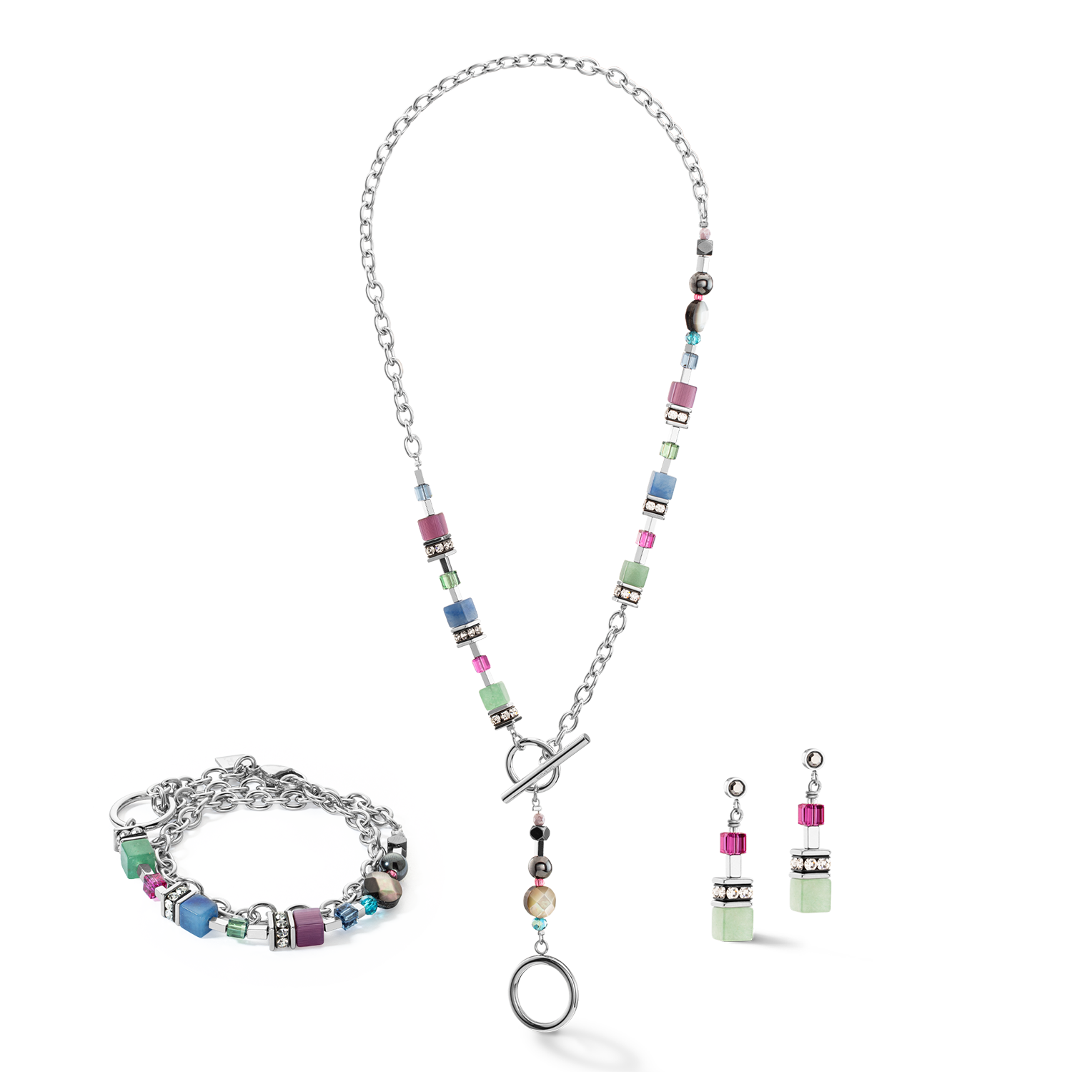 GeoCUBE® Fusion necklace Multicolour Gemstone