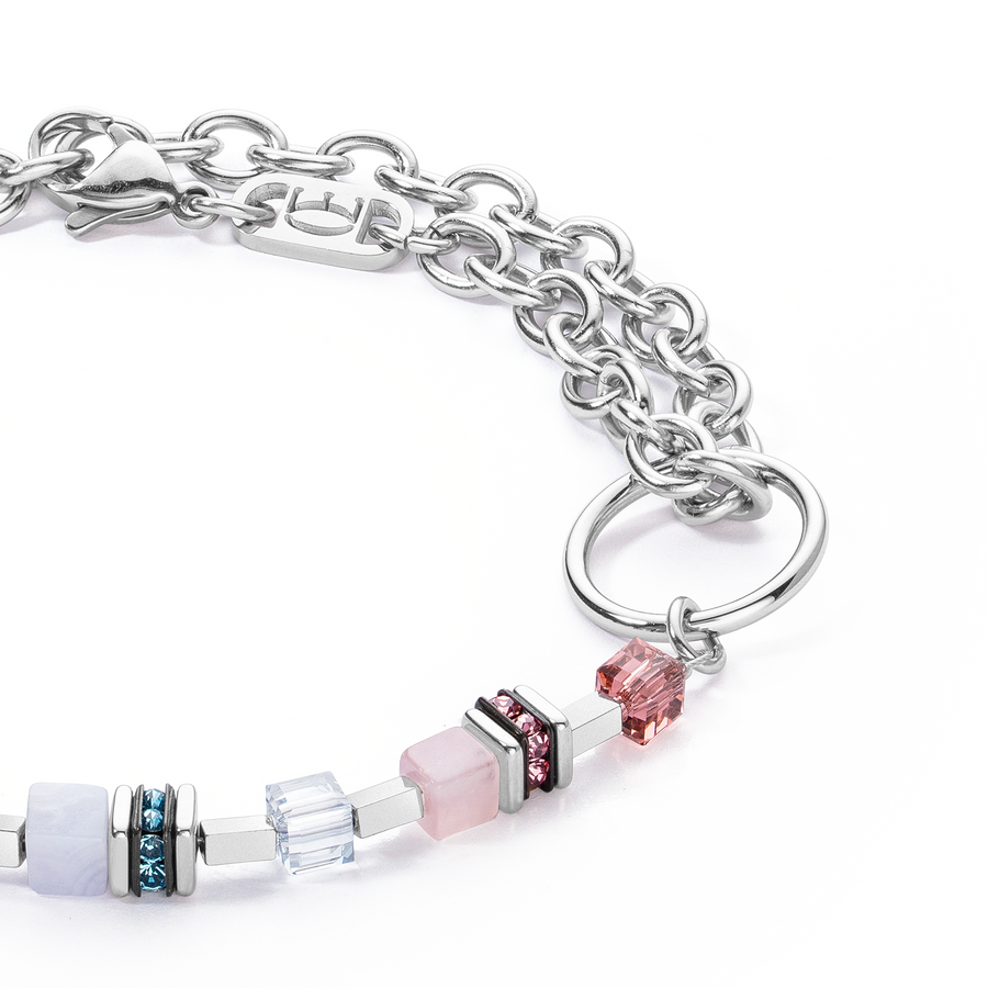 GeoCUBE® Fusion Charm bracelet silver-pastel