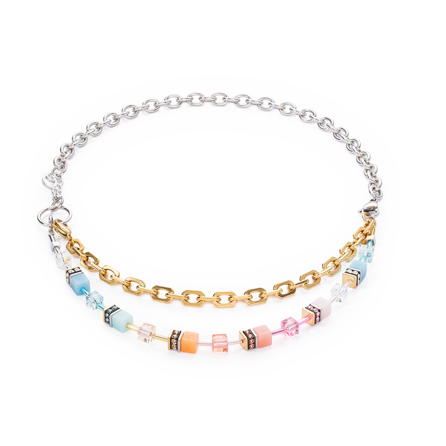 GeoCUBE® Iconic Fusion Chain necklace aqua-apricot