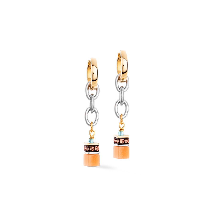 GeoCUBE® Iconic Fusion Chain hoops aqua-apricot