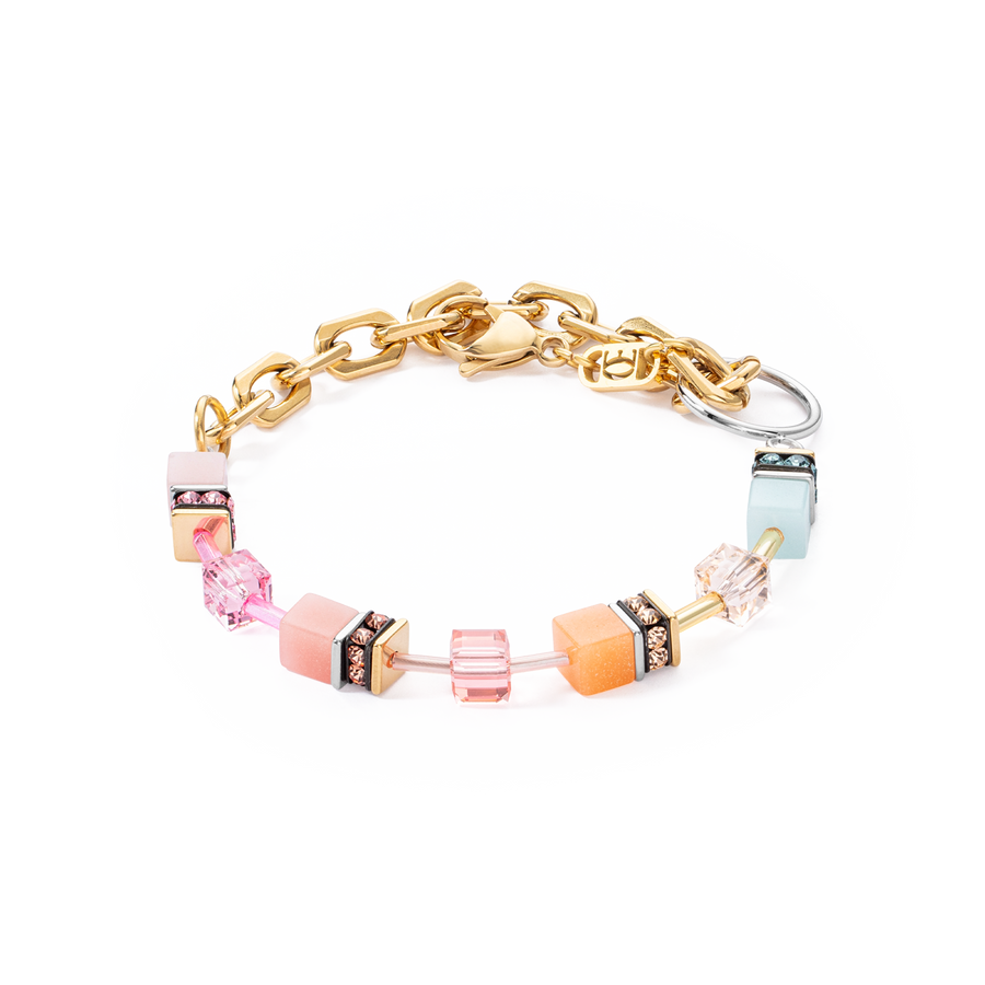 GeoCUBE® Iconic Fusion Chain bracelet aqua-apricot