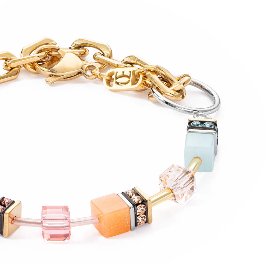 GeoCUBE® Iconic Fusion Chain bracelet aqua-apricot