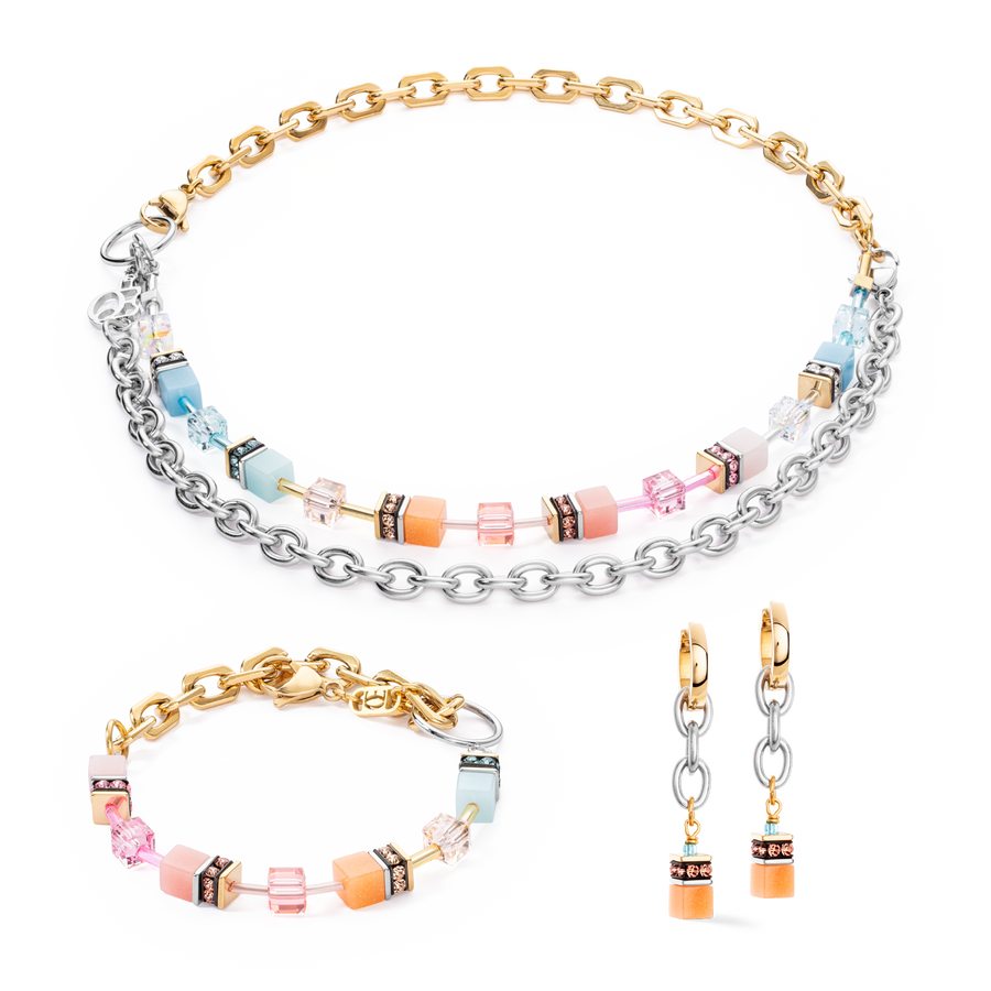 GeoCUBE® Iconic Fusion Chain bracelet aqua-apricot