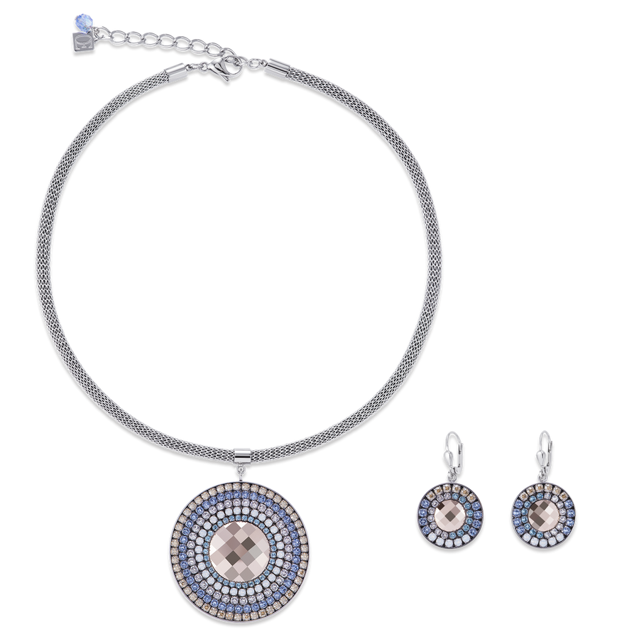 SET Amulet Swarovski® Crystals & mesh lightblue-beige