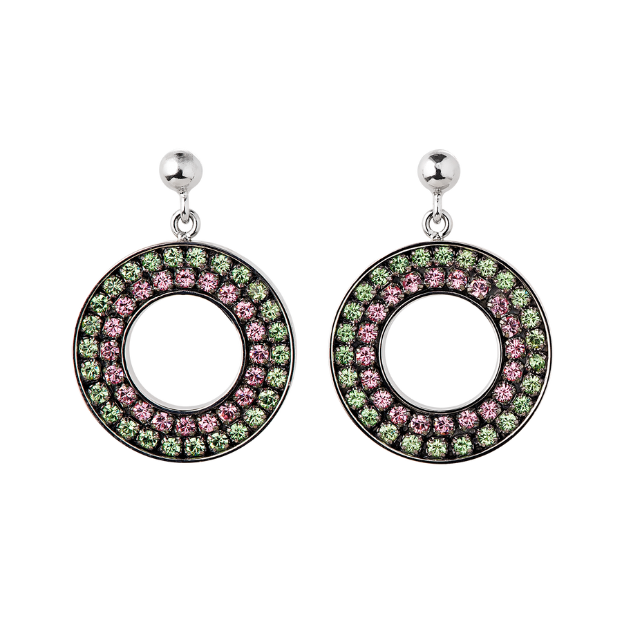 Earrings  Crystals & haematite green-rose