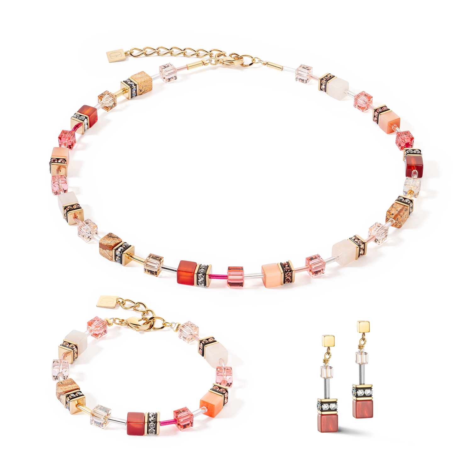 GeoCUBE® Iconic Precious necklace red-beige