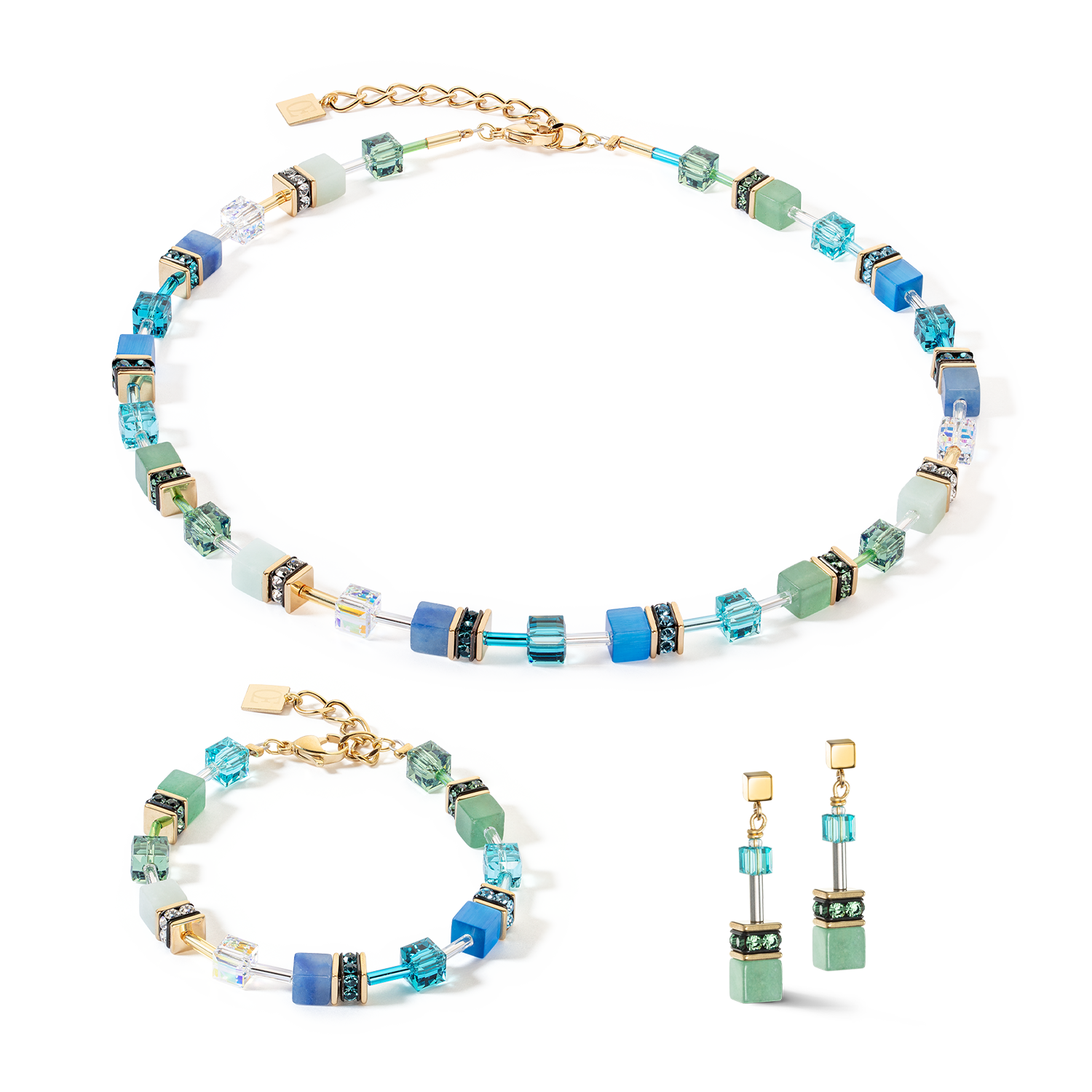 GeoCUBE® Iconic Precious necklace green-turquoise