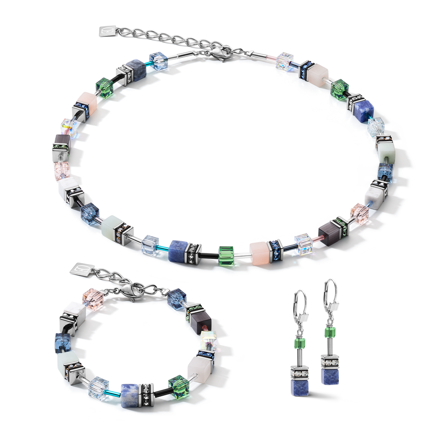 Necklace GeoCUBE® Crystals & Gemstones blue-green