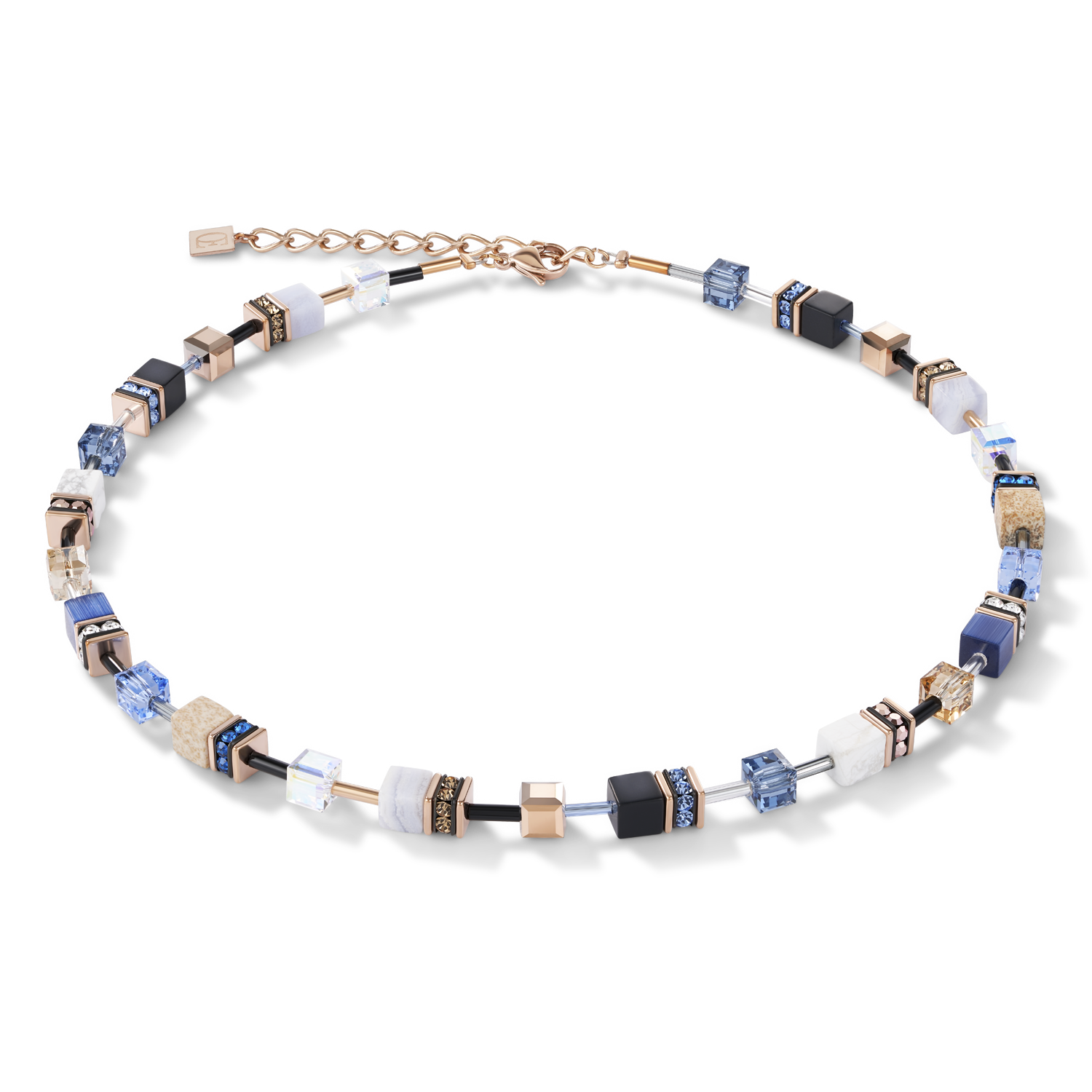 Necklace GeoCUBE® Crystals & Gemstones blue-beige