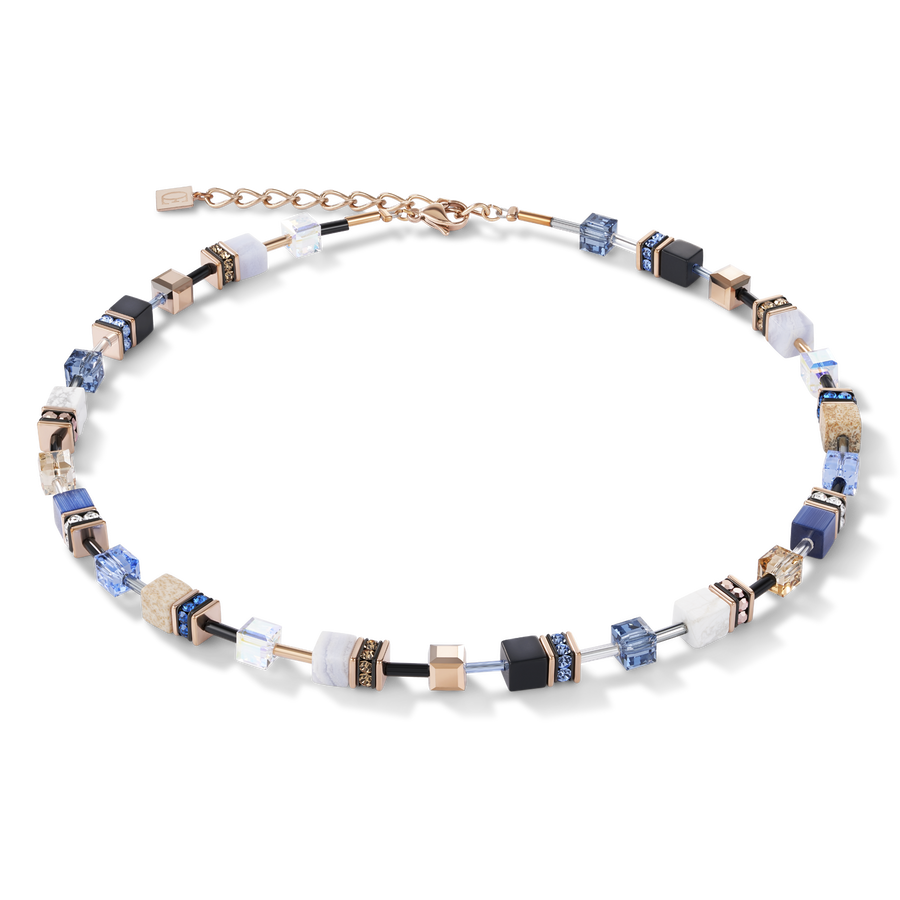 Necklace GeoCUBE® Crystals & Gemstones blue-beige
