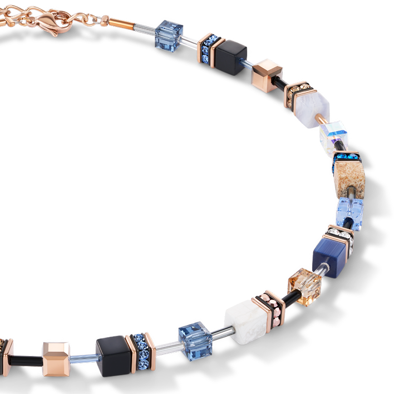Necklace GeoCUBE® Crystals & Gemstones blue-beige