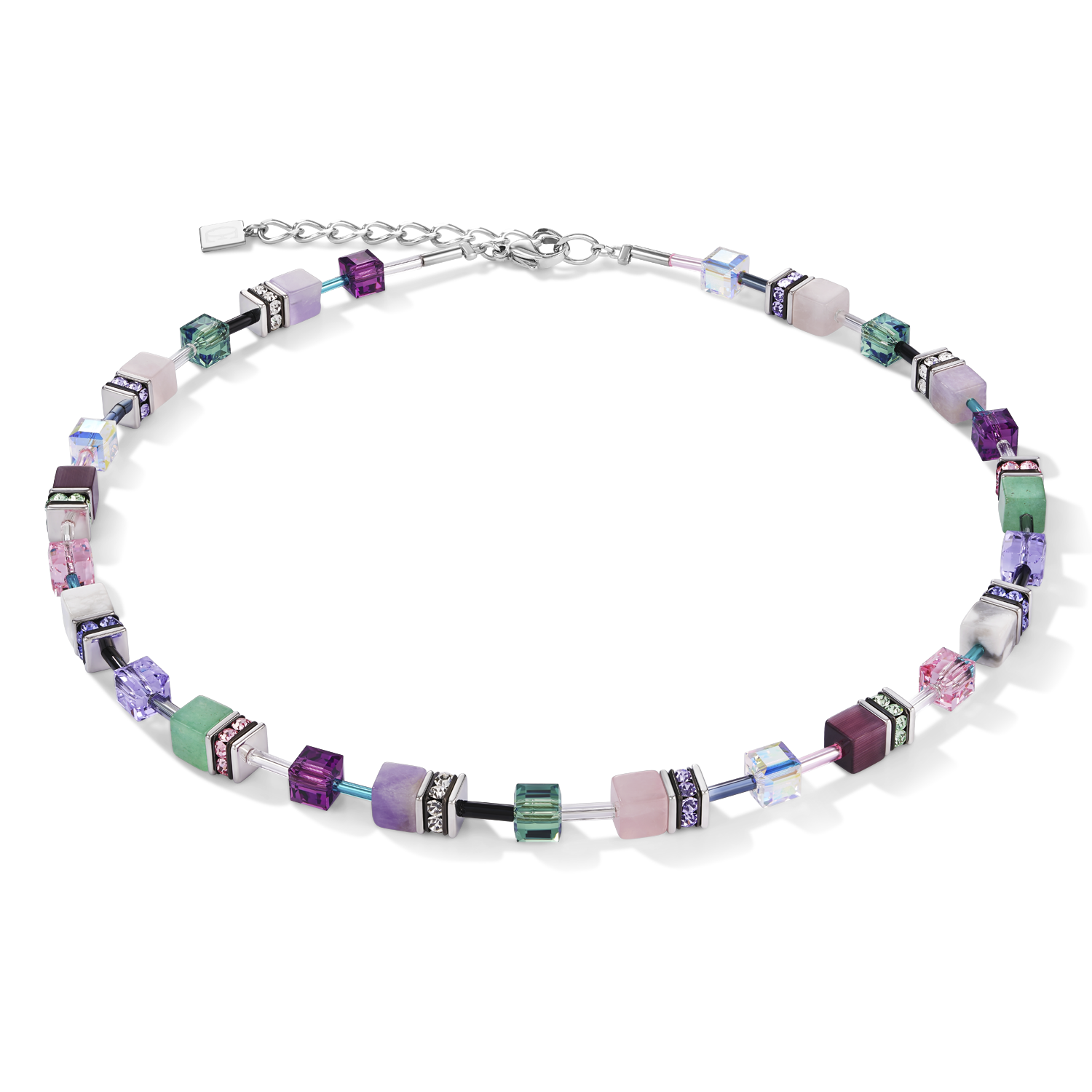 Necklace GeoCUBE®  Crystals & Gemstones lilac-green