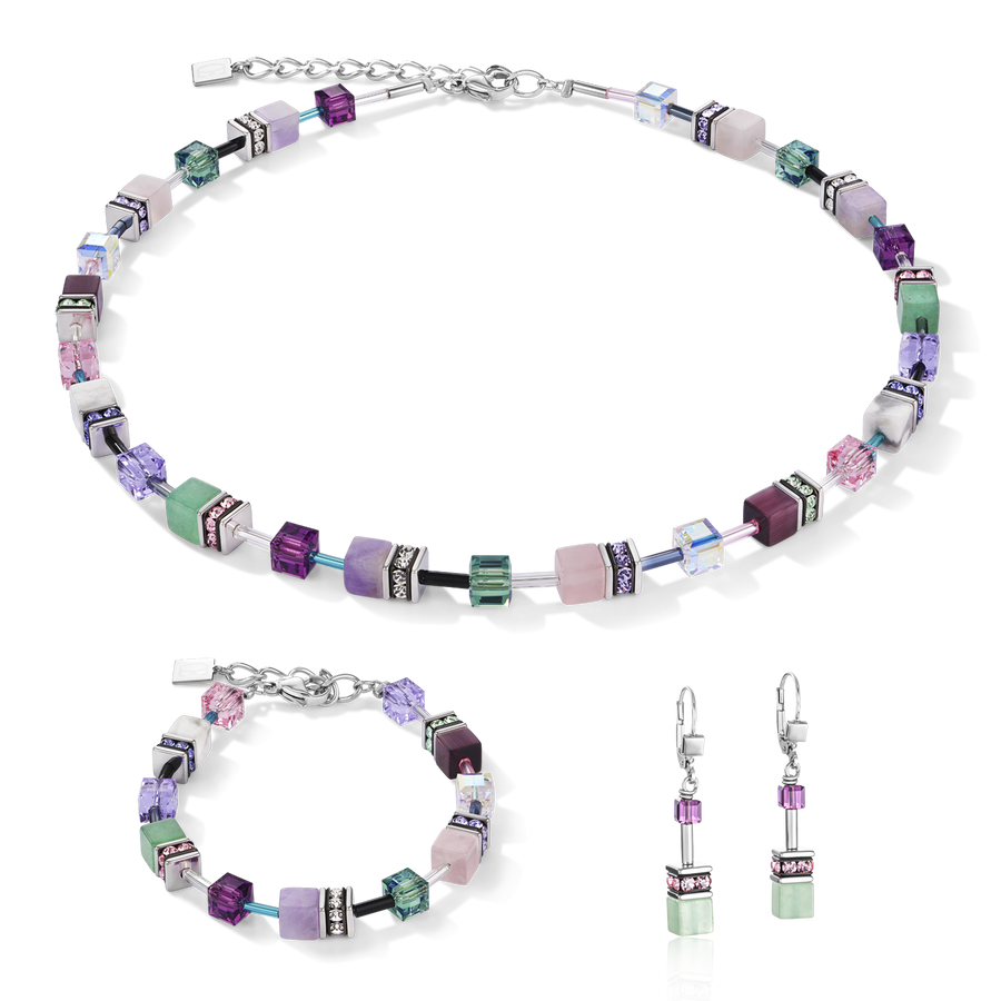 Necklace GeoCUBE®  Crystals & Gemstones lilac-green