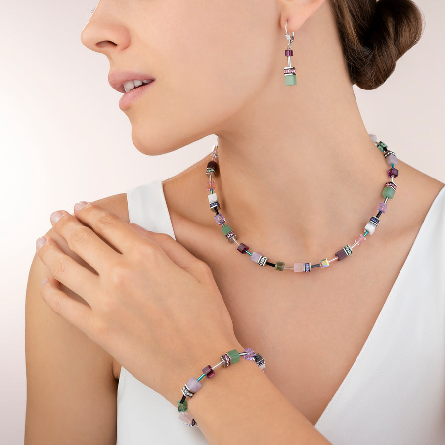 Necklace GeoCUBE®  Crystals & Gemstones lilac-green