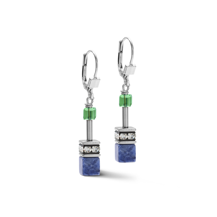 Earrings GeoCUBE® Crystals & Gemstones blue-green