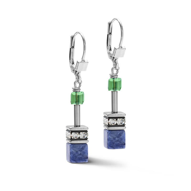 Earrings GeoCUBE® Crystals & Gemstones blue-green