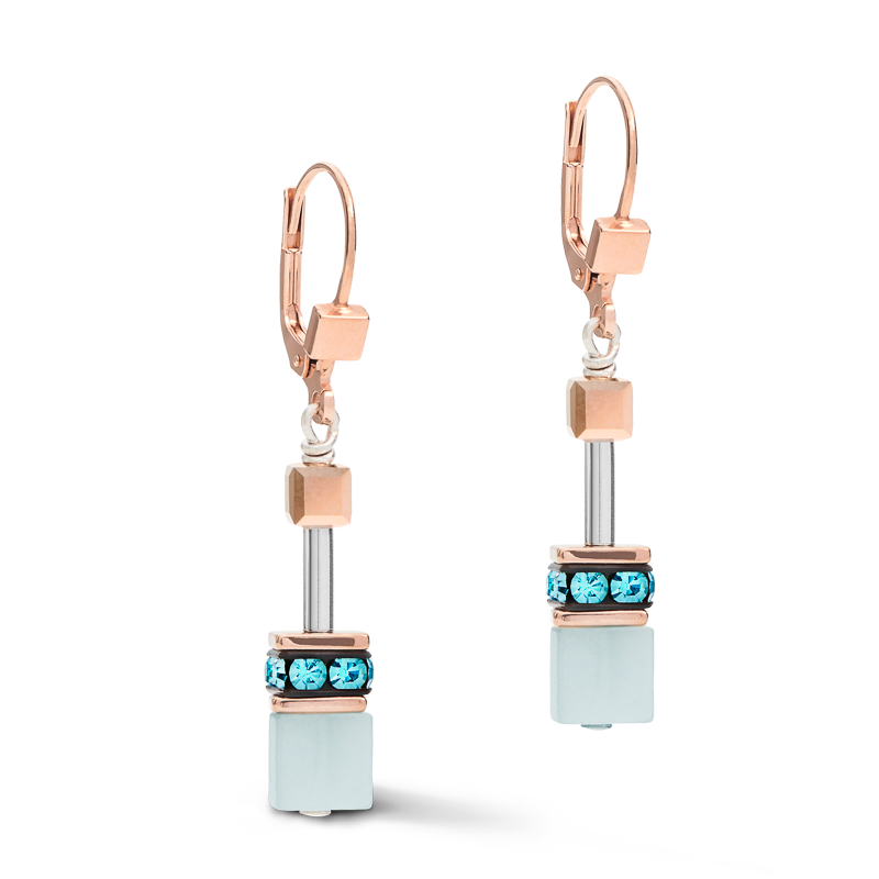 Earrings GeoCUBE®  Crystals & Gemstones aqua-beige