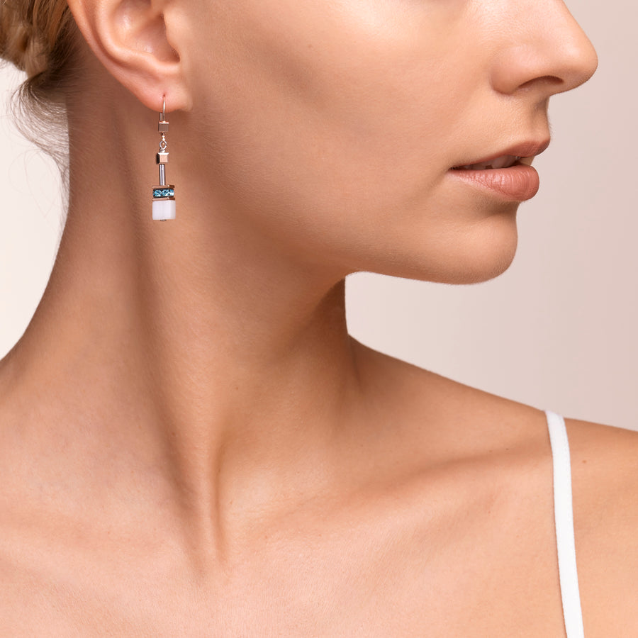 Earrings GeoCUBE®  Crystals & Gemstones aqua-beige