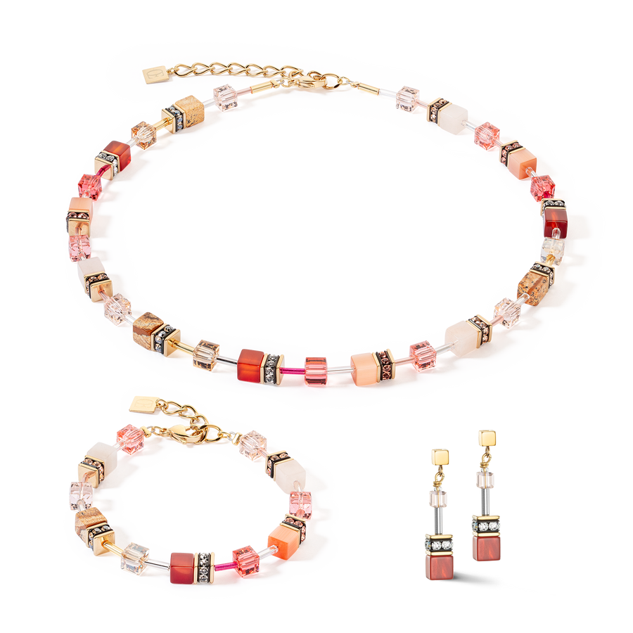 GeoCUBE® Iconic Precious earrings red-beige