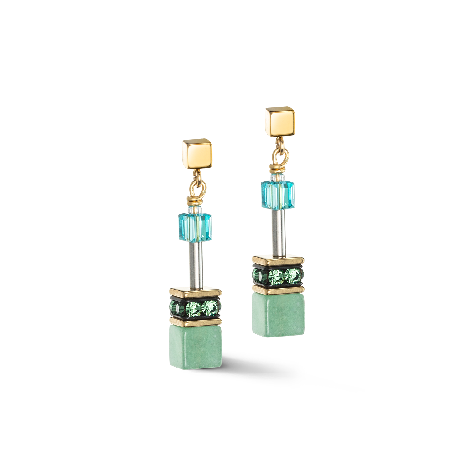 GeoCUBE® Iconic Precious earrings green-turquoise