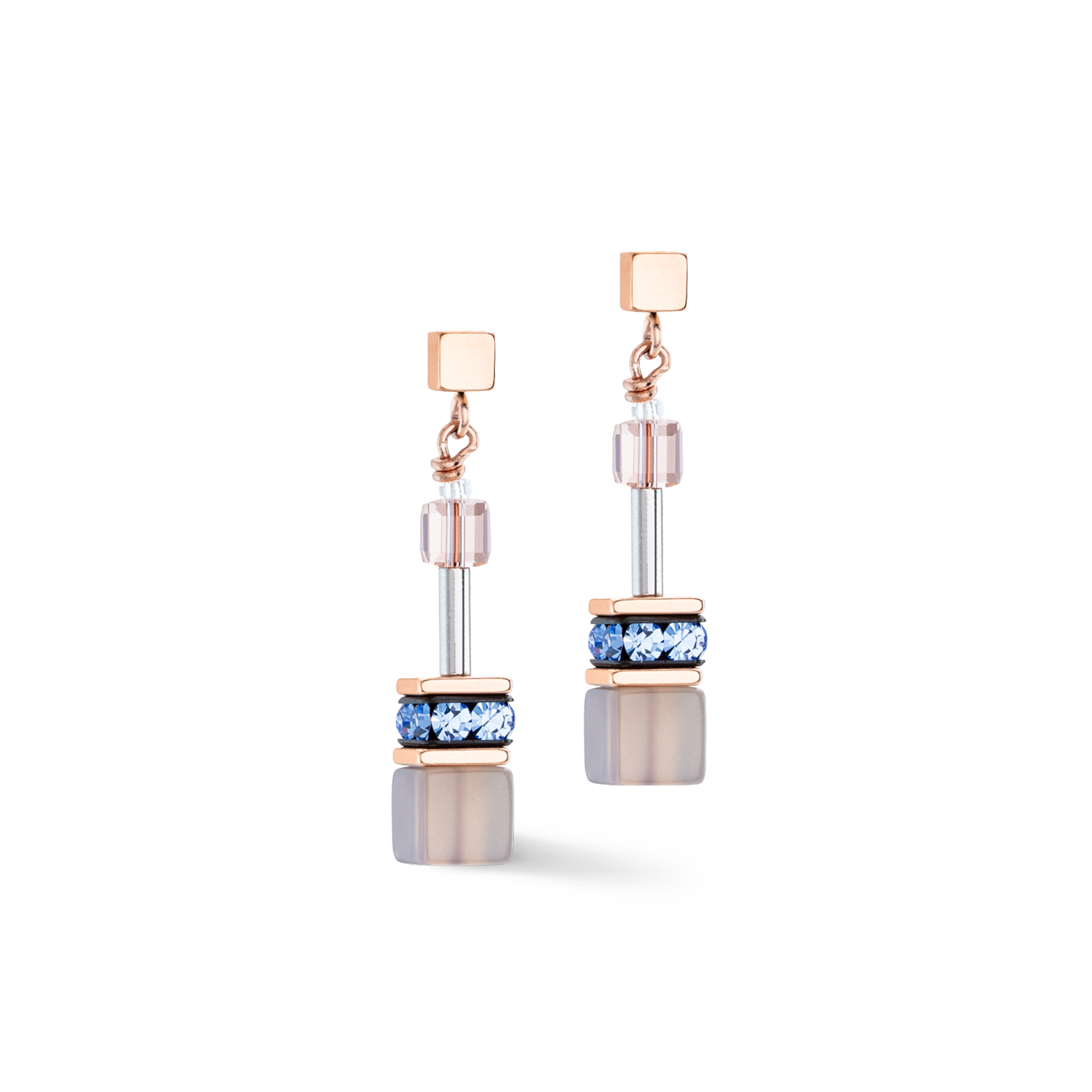 GeoCUBE® Iconic Precious earrings light blue-beige