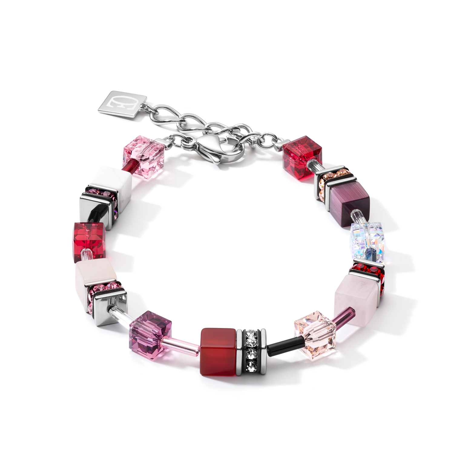 Bracelet GeoCUBE® Crystals & Gemstones red-purple