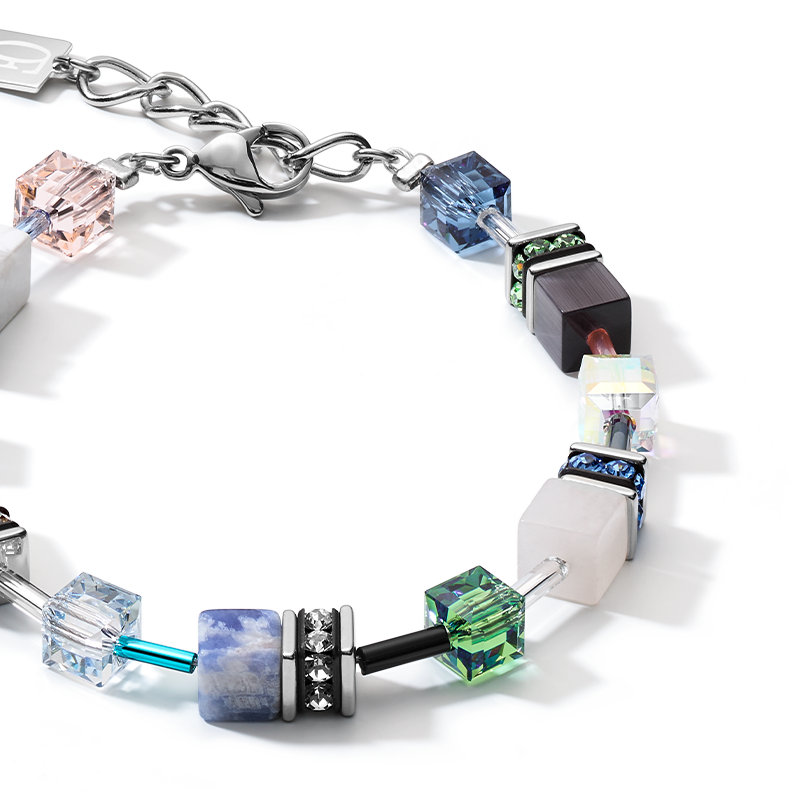 Bracelet GeoCUBE® Crystals & Gemstones blue-green