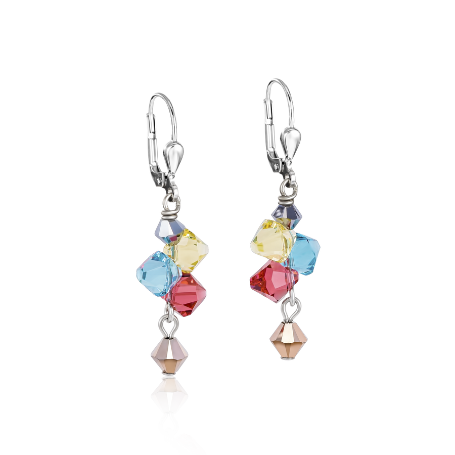 Earrings  Crystals & stainless steel multicolour pastel 1
