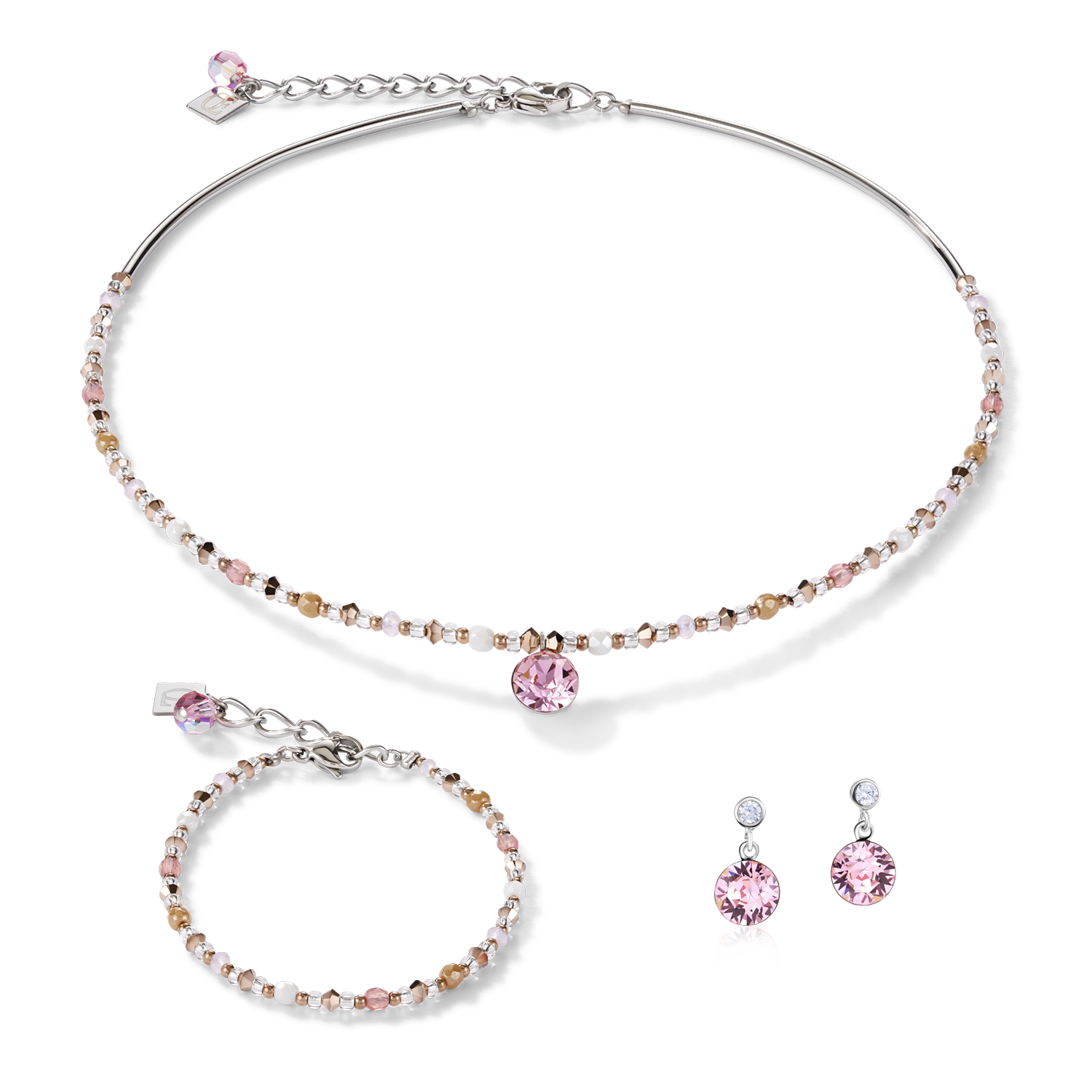 Earrings  Crystals & stainless steel light rose