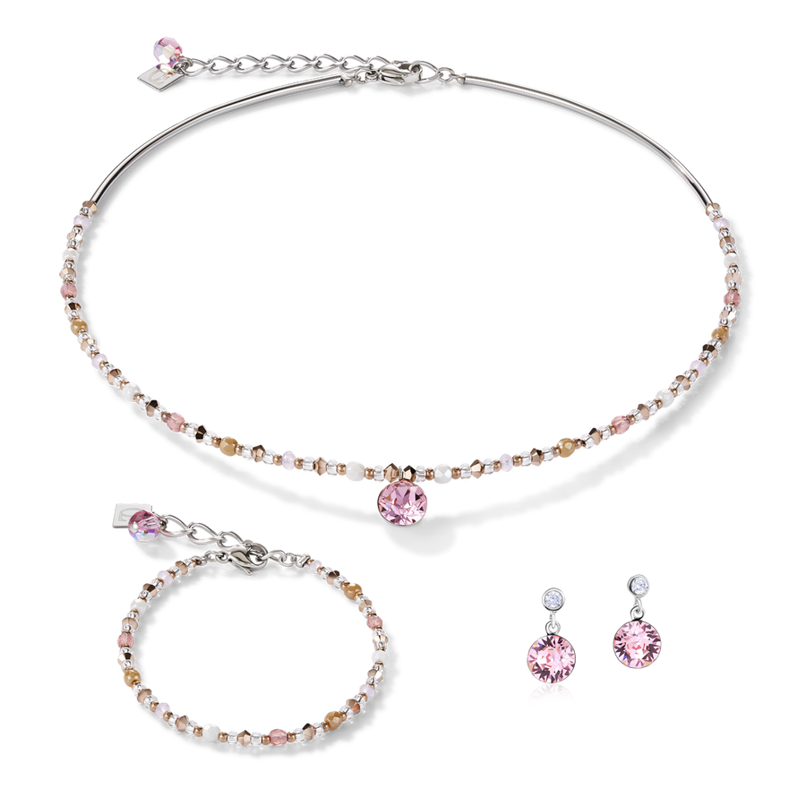 Earrings  Crystals & stainless steel light rose