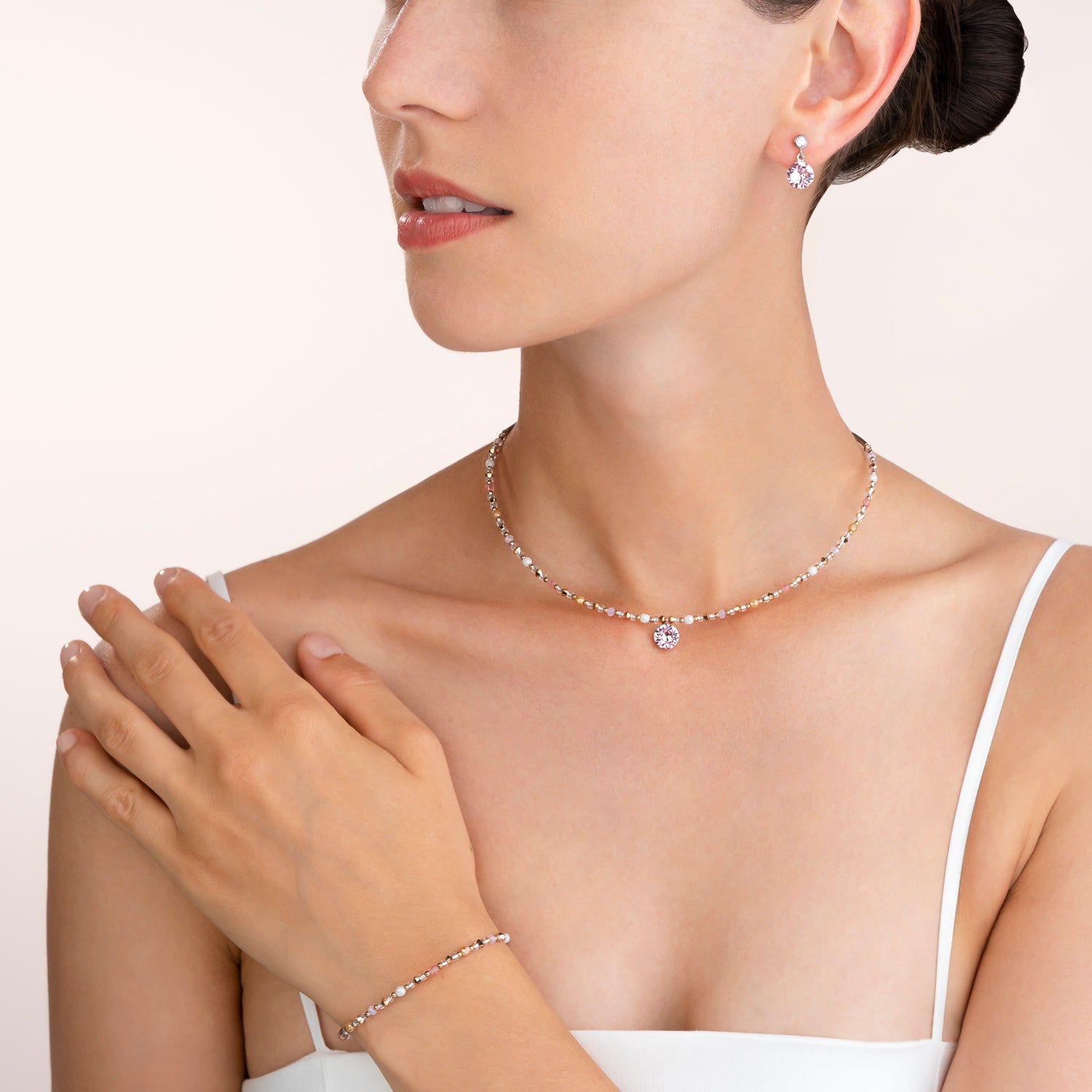 Earrings  Crystals & stainless steel light rose