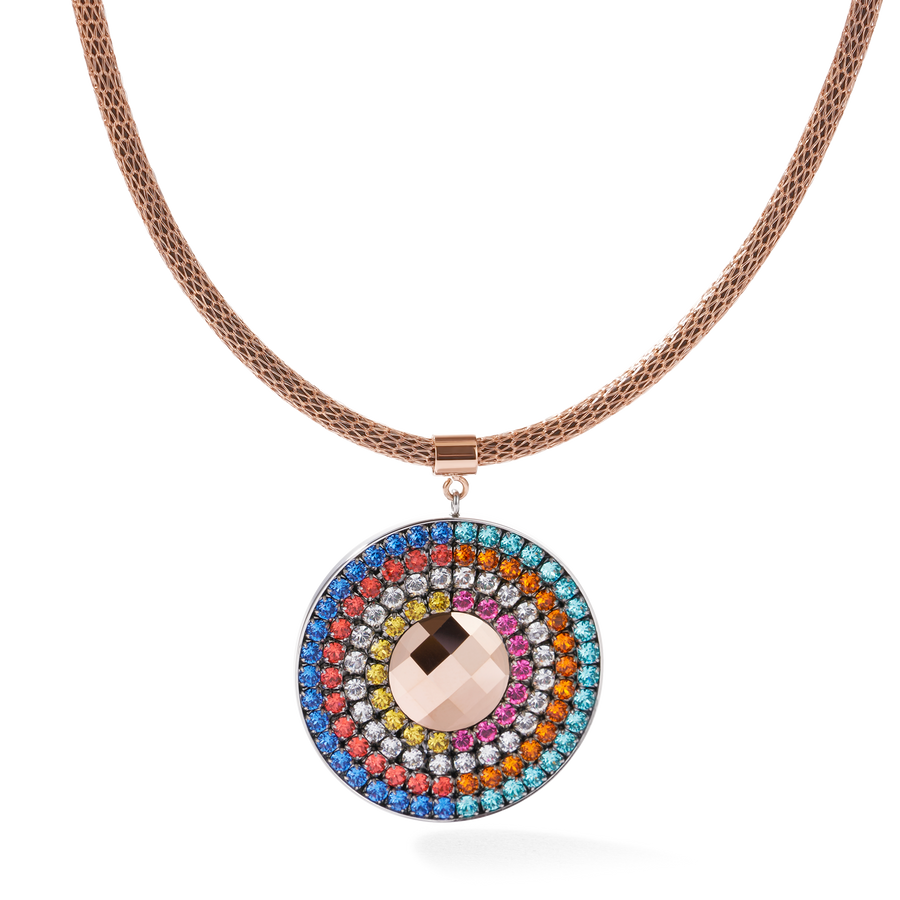Necklace Amulet small Crystals & mesh multicolour