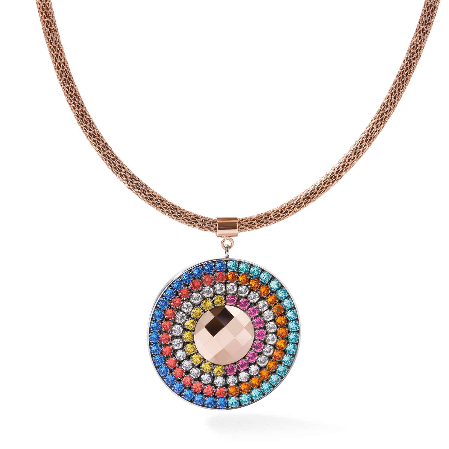 Necklace Amulet small Crystals & mesh multicolour