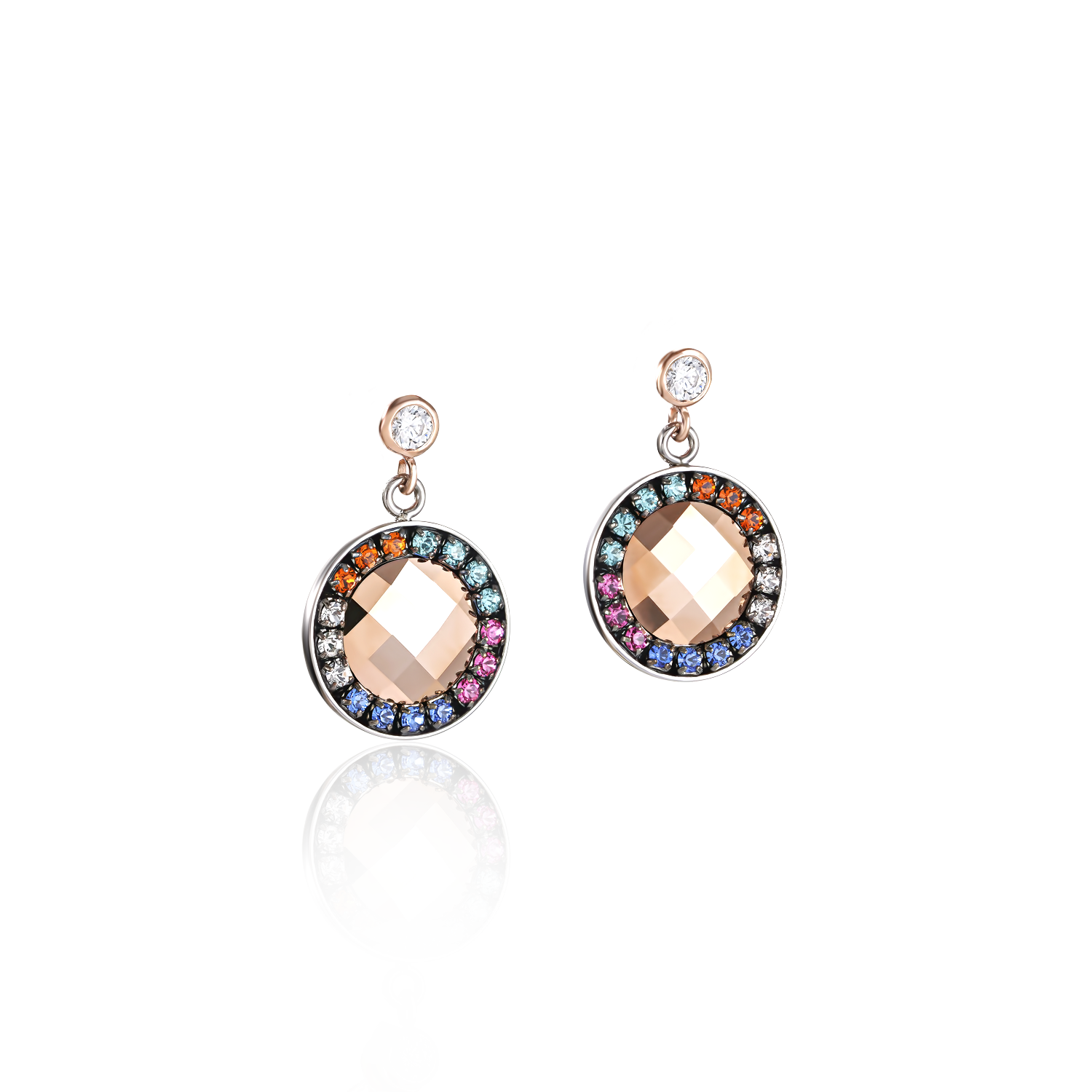 Earrings Amulet Crystals & mesh multicolour