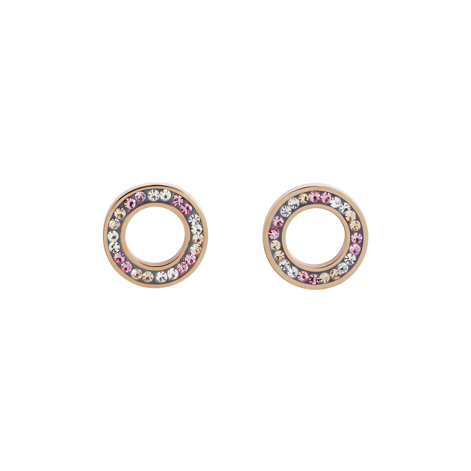 Earrings Ring Crystals pavé rose small & stainless steel rose gold & silver