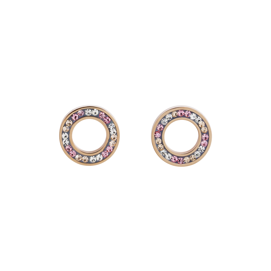 Earrings Ring Crystals pavé rose small & stainless steel rose gold & silver