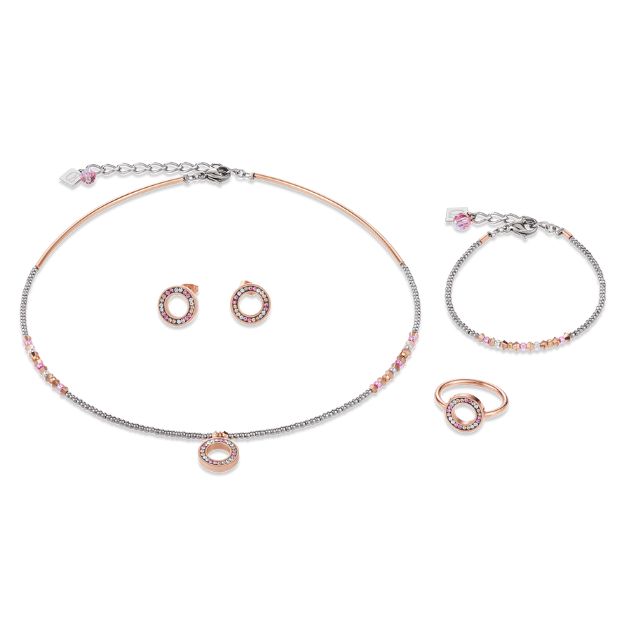 Earrings Ring Crystals pavé rose small & stainless steel rose gold & silver