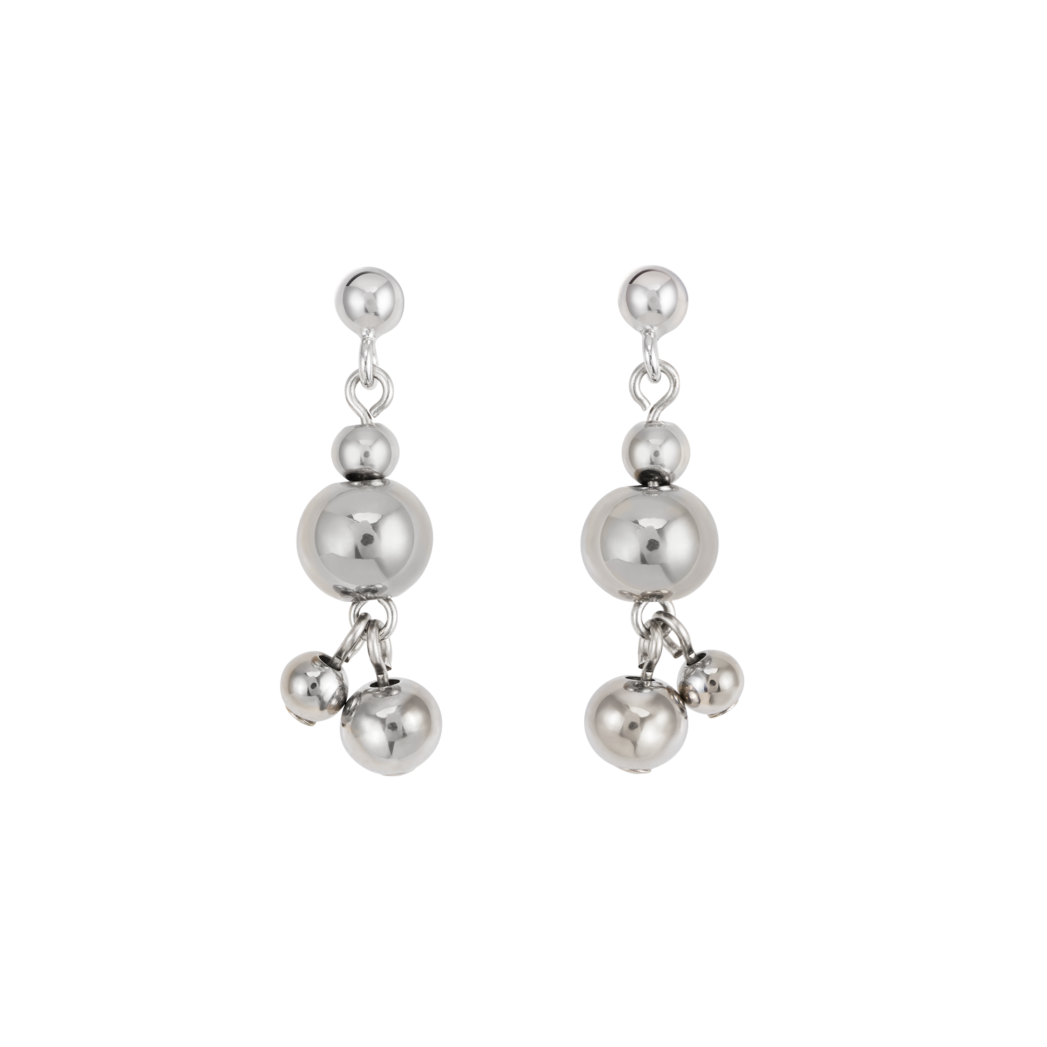 Earrings balls stainless steel silver