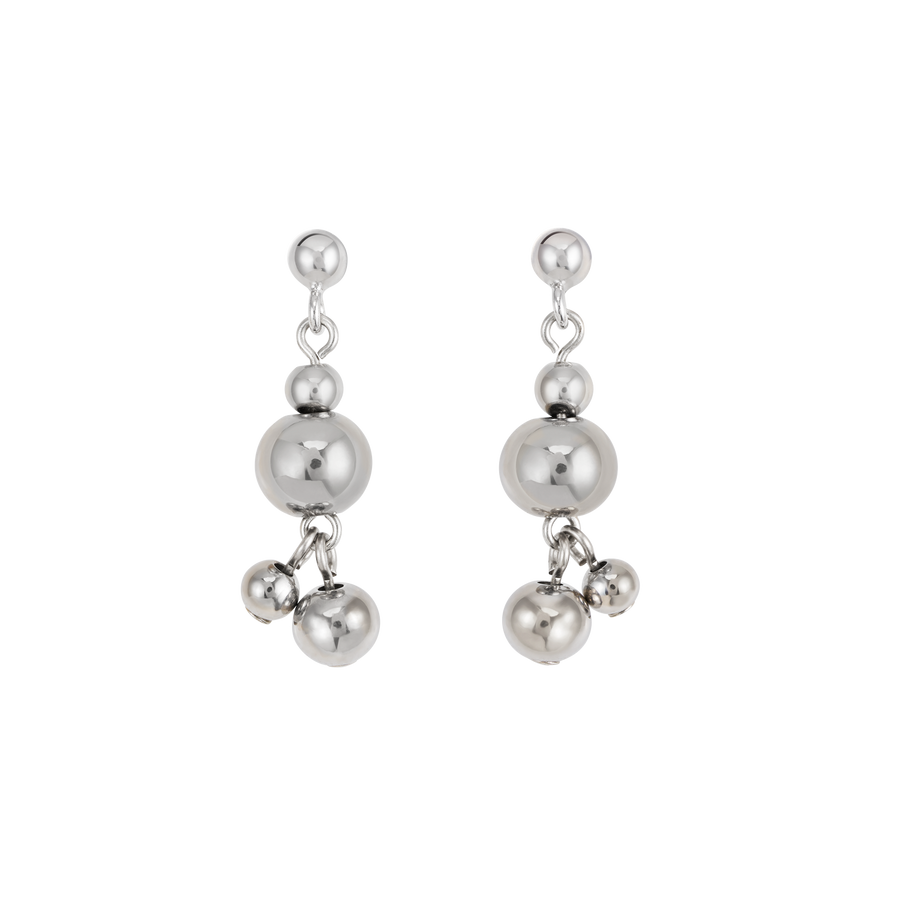 Earrings balls stainless steel silver