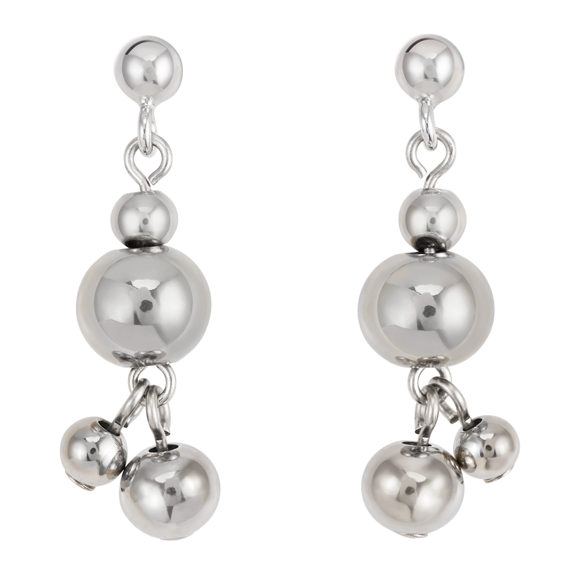 Earrings balls stainless steel silver