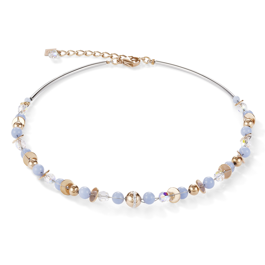 Necklace TwistedPEARLS Angelite & stainless steel rose gold light blue