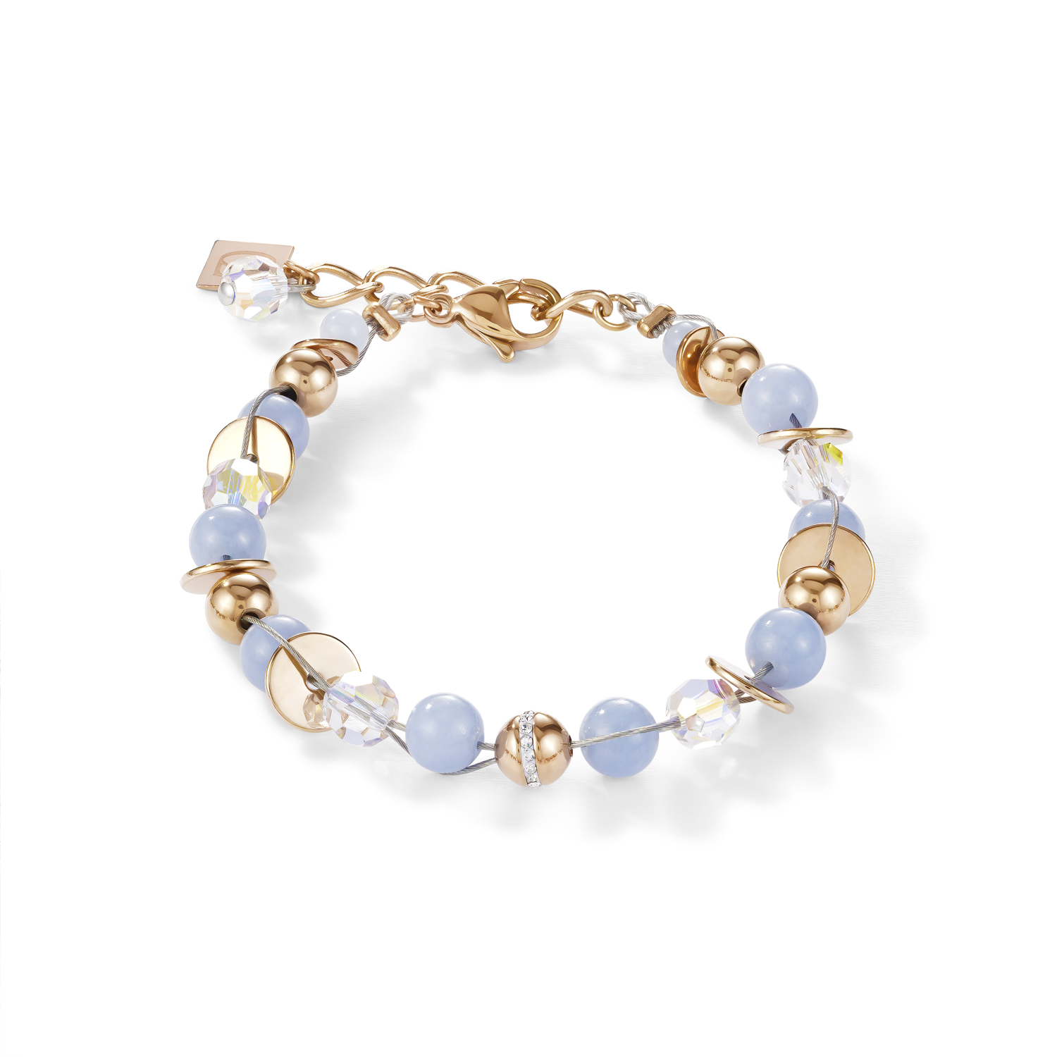 Bracelet TwistedPEARLS Angelite & stainless steel rose gold light blue