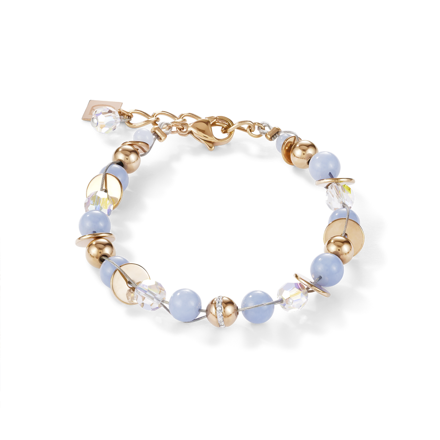 Bracelet TwistedPEARLS Angelite & stainless steel rose gold light blue