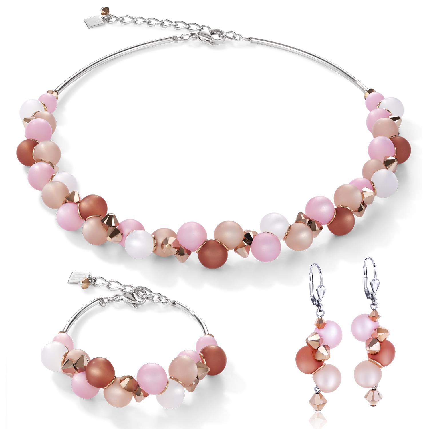 Bracelet Polaris,Crystals & stainless steel rose-beige