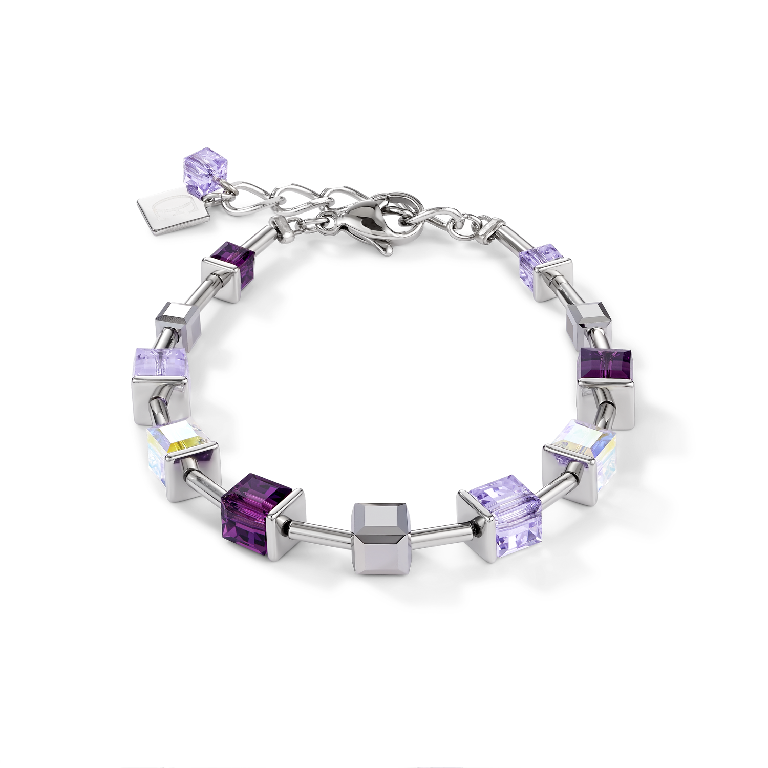 Bracelet GeoCUBE® Crystals & stainless steel amethyst