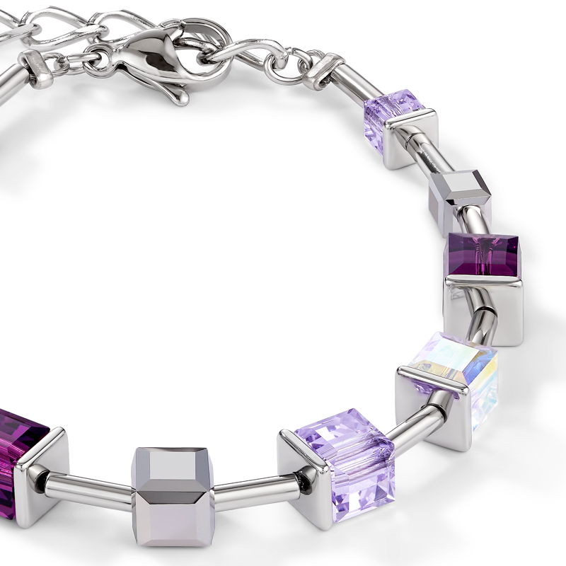Bracelet GeoCUBE® Crystals & stainless steel amethyst